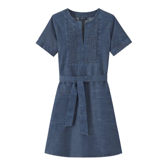 A.P.C. Dresses & Skirts - A.P.C. Indigo Cotton Italian Chambray Denim Tie-Front Jess Dress sz 34/XS Womens